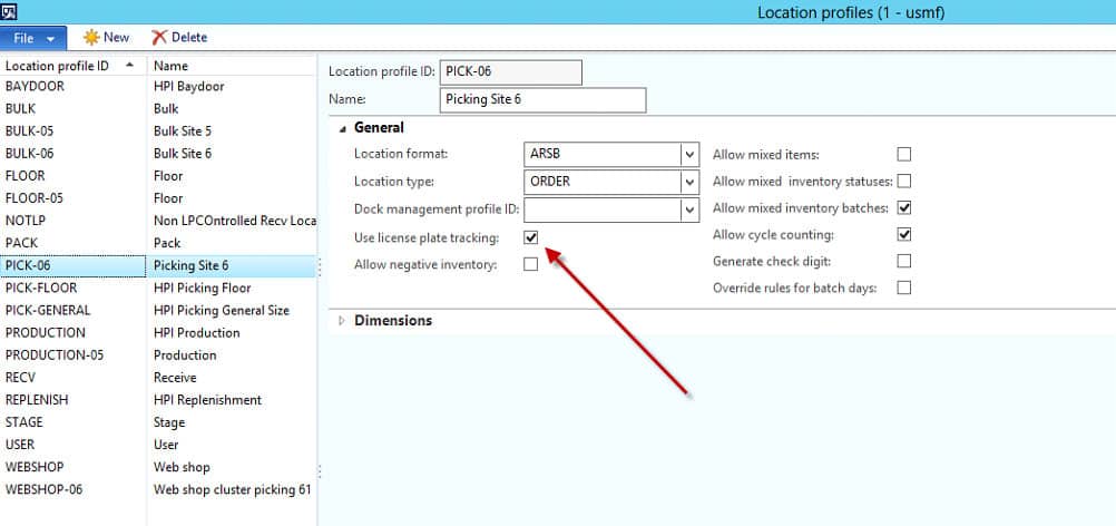 location profiles in Dynamics 365