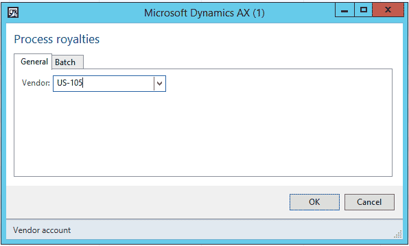 Microsoft Dynamics AX screen - process royalties
