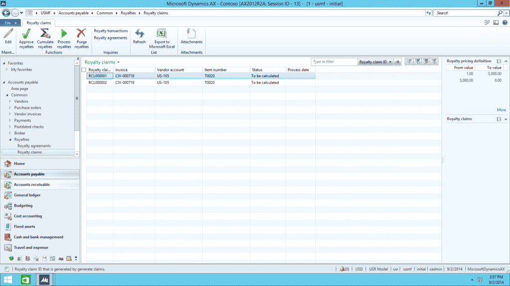 or-royalty-management-screenshot in Dynamics 365
