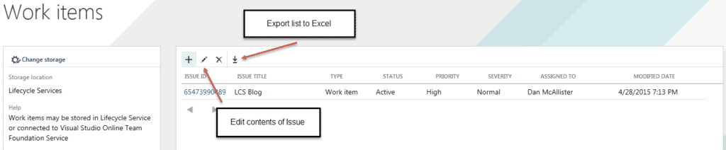 Work-items screen