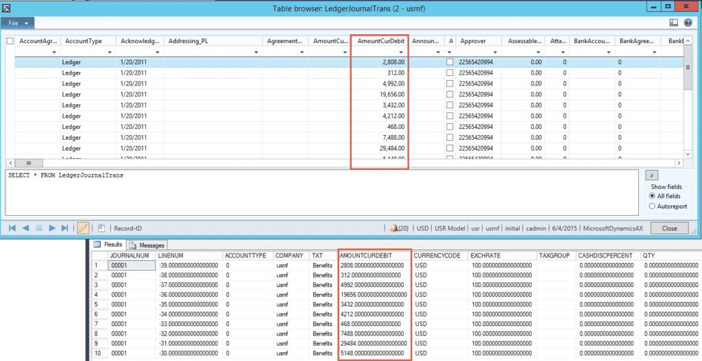 Dynamics AX table Ledger Journal