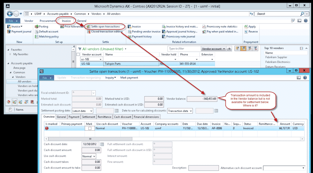 Settle open transaction in Microsoft Dynamics 365
