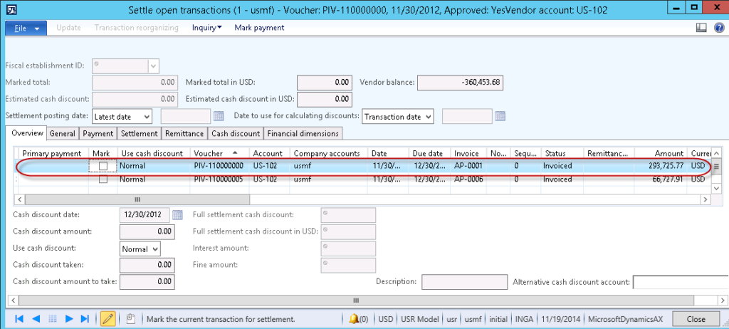 Settle open transaction in Microsoft Dynamics 365