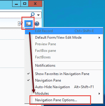 Navigation pane options in Microsoft Dynamics 365
