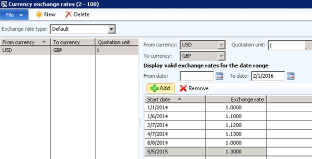 AX exchange rate in Microsoft Dynamics 365