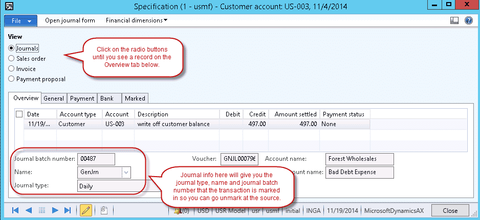 specifications-form in Microsoft Dynamics 365