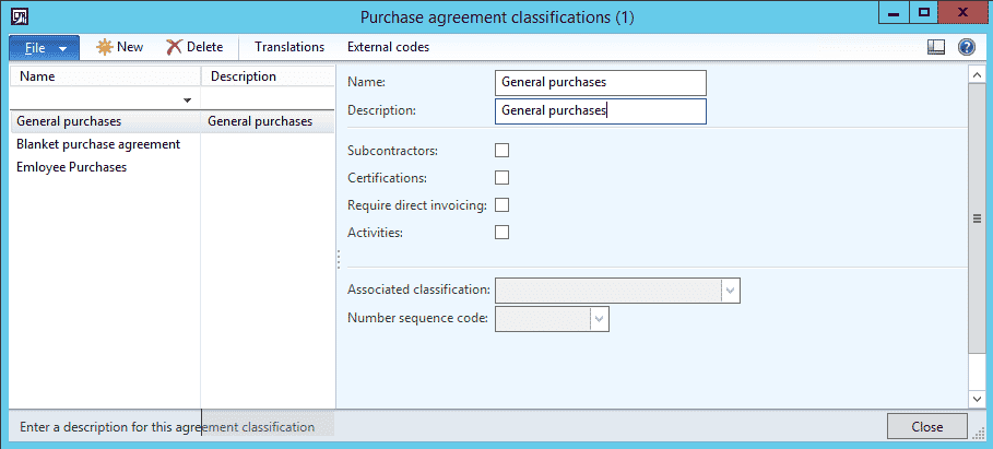 Purchase agreement classification