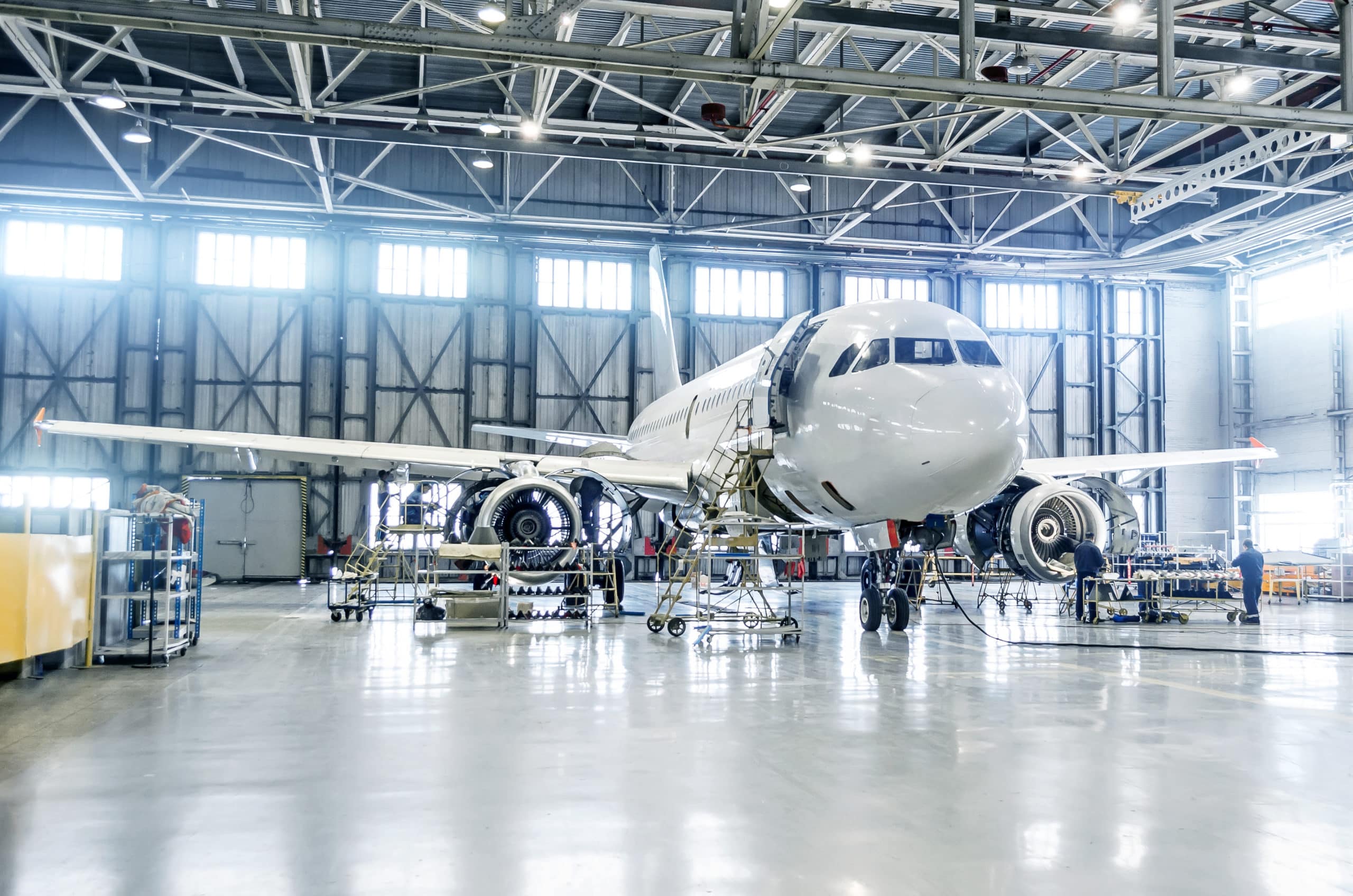 Plane in warehouse