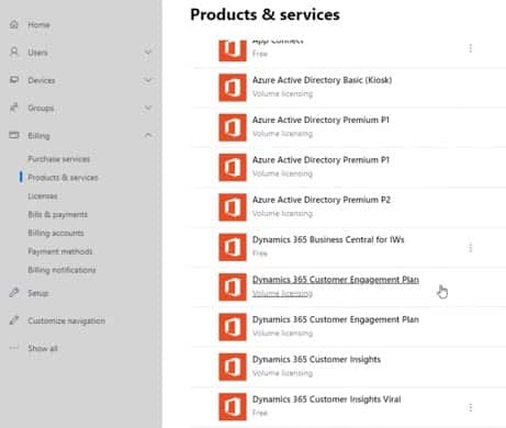 Microsoft dynamics 365 licensing guide featuring Microsoft existing cloud subscriptions in the Office 365 admin center.