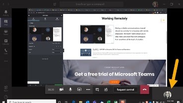 Example of a screenshare inside of Microsoft Teams