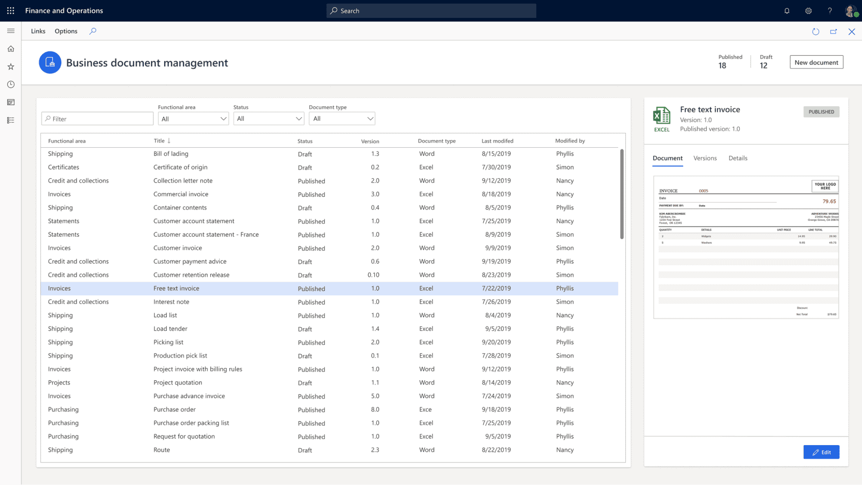 Finance product screenshot