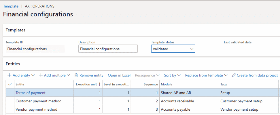 Financial configurations in AX Templates