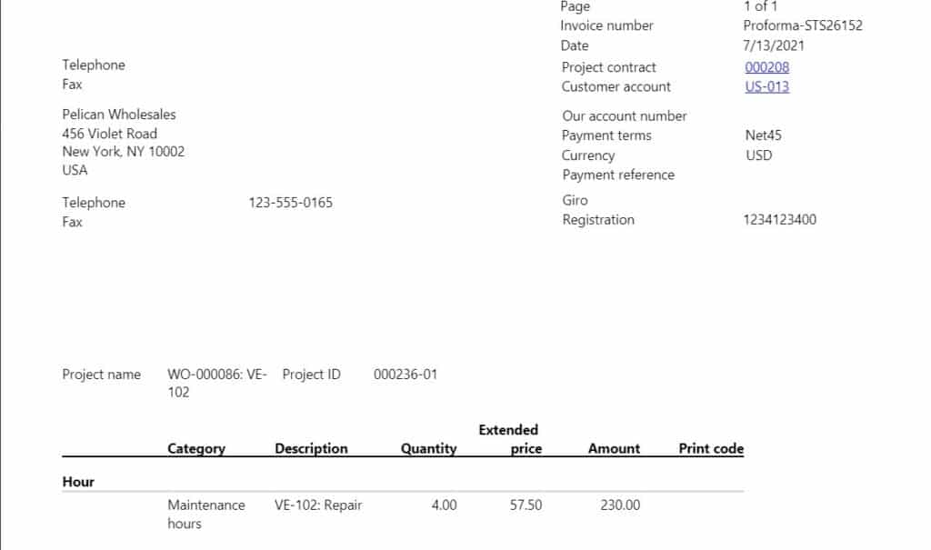 Asset billing maintenance screenshot from within F&O