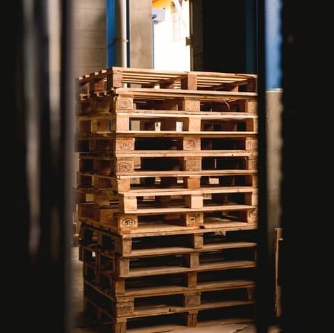 Stack of pallets in a warehouse