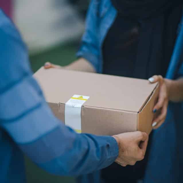 Order being delivered to a woman