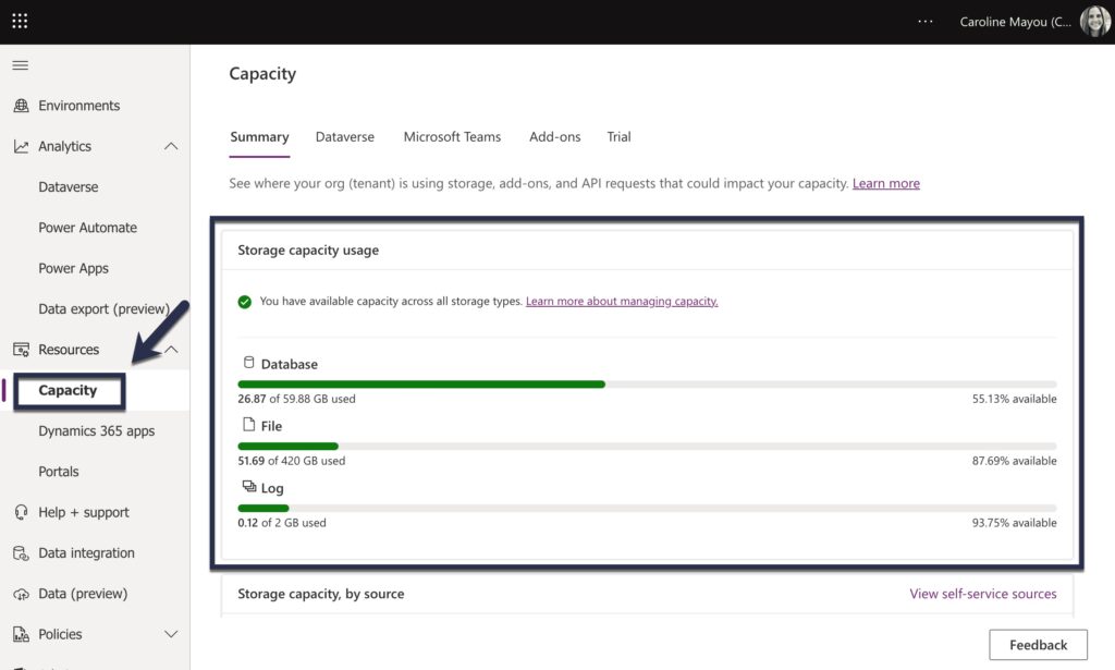 Understanding capacity in Power Platform Admin Center