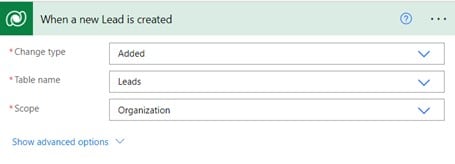 New lead adaptive card settings