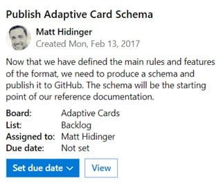publish adaptive cards schema