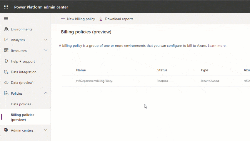 Billing Policies in Power Platform Admin