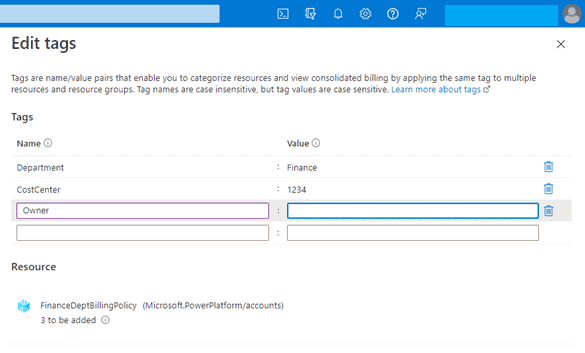 Power Apps Azure Tags