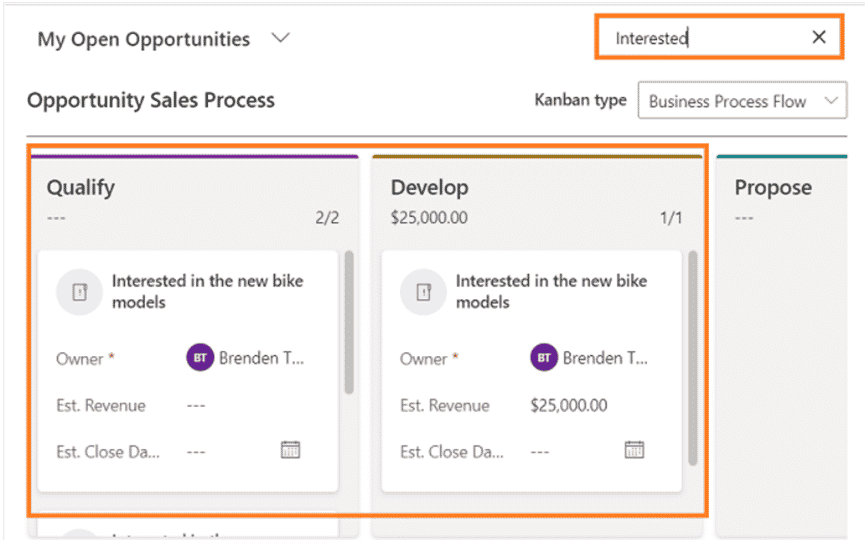 Search box in Opportunity Kanban View