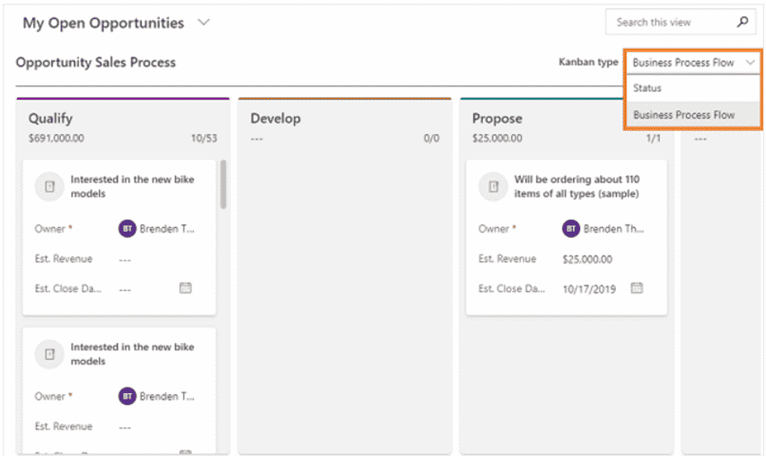 Switch Kanban view for Opportunity