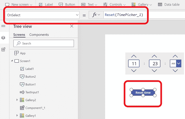 Reset Button Canvas App