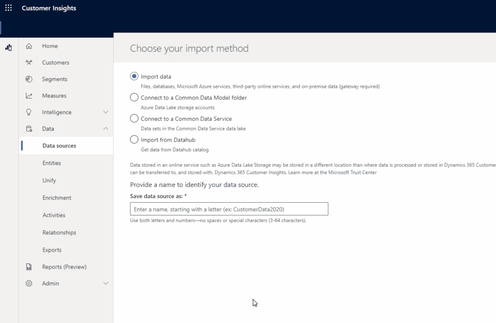 Import Methods in Dynamics 365 Customer Insights
