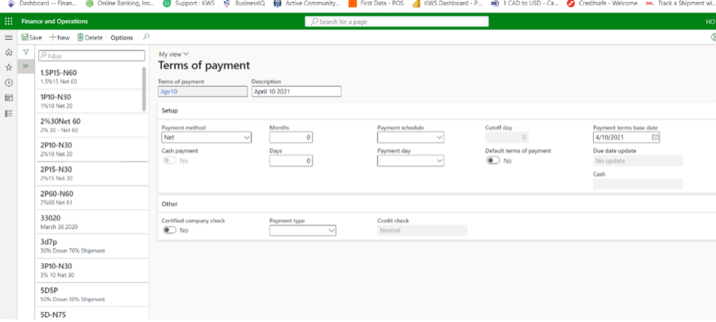 D365 Payment Schedules
