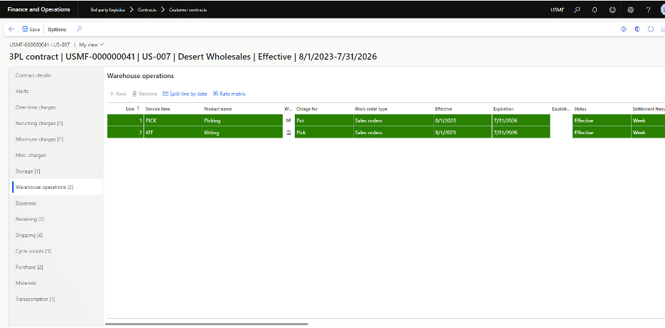 Avantiico's 3PL Automation Cloud Microsoft Dynamics 365 Supply Chain Management Solution: 3PL Contract Management
