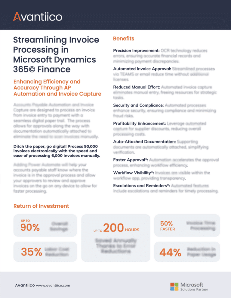 Microsoft Dynamics 365 Finance AP Automation and OCR One-Pager