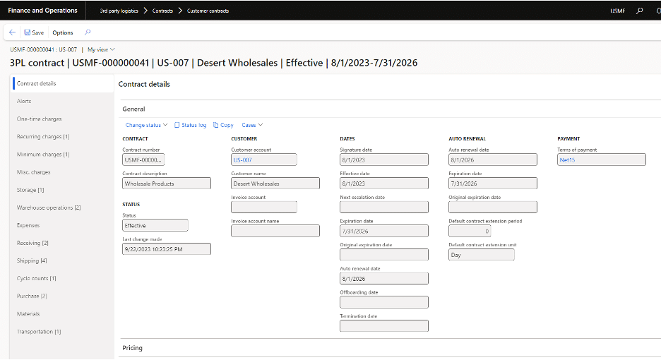 3PL Contract Management set up in 3PL Automation Cloud for Dynamics 365 - downloadable assets for Microsoft Dynamics