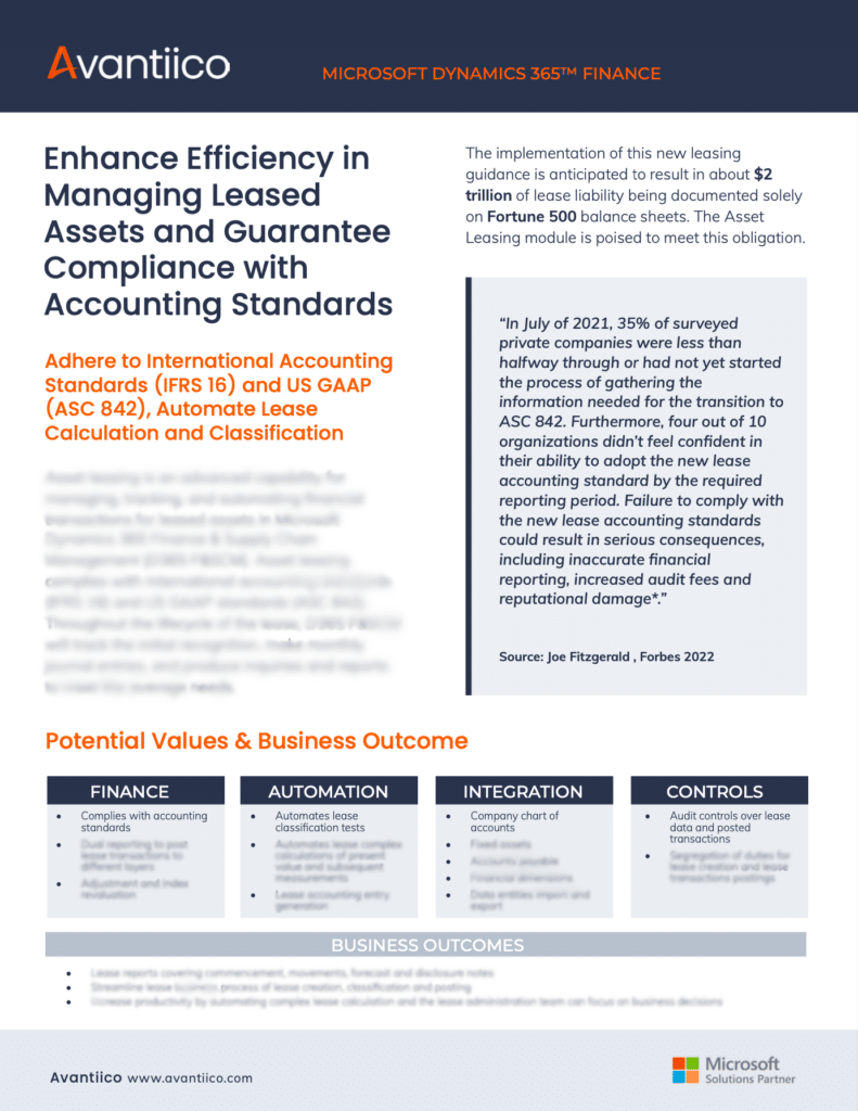 Microsoft Dynamics 365 Asset Leasing automation benefits