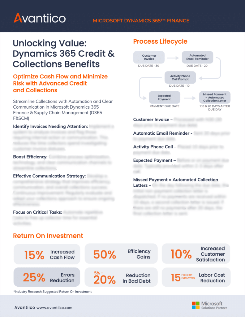 Microsoft Dynamics 365 Credit and Collections Automation benefits