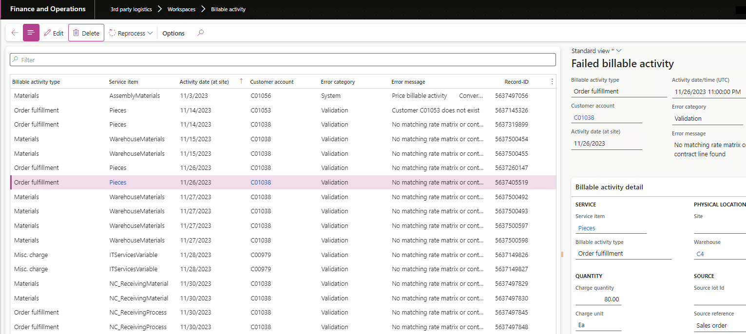 Error handling in 3PL Billing Engine