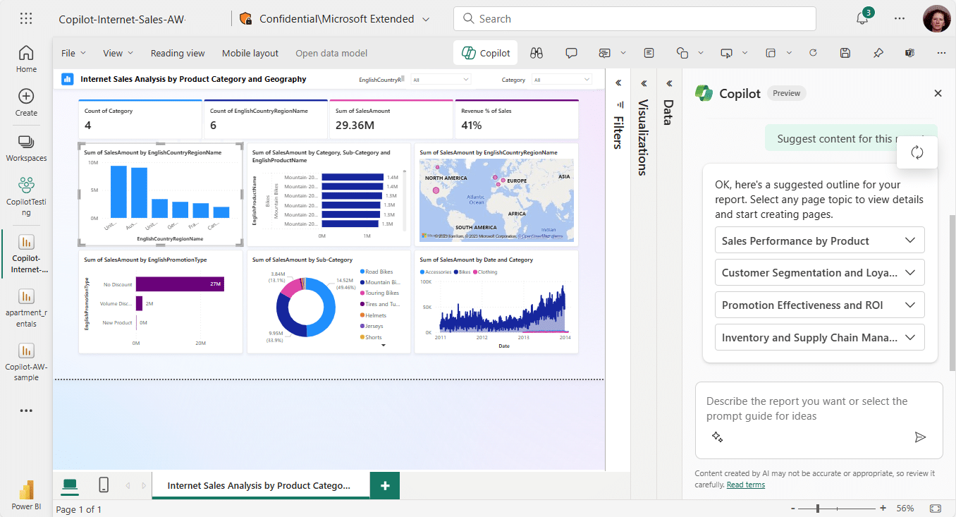 Copilot for Power BI product screenshot