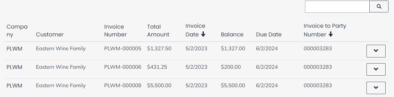 Invoices in 3PL customer portal