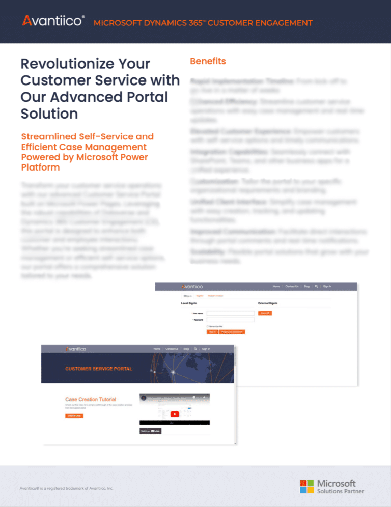 D365 Customer Engagement Portal - Customer Service Portal - CE Portal - Dynamics 365 CE - Power Pages Portal - One Pager Preview